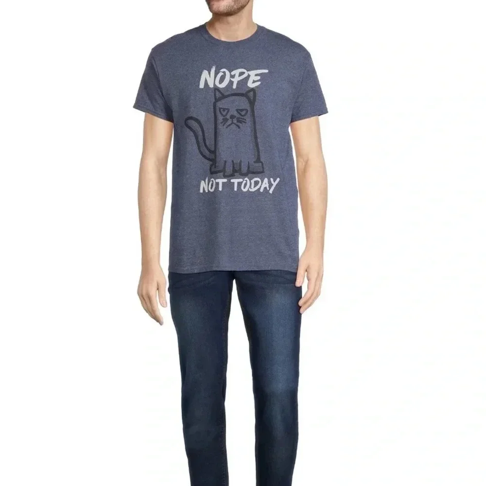 Men's and Big Men's Nope Cat Short Sleeve Graphic Tee